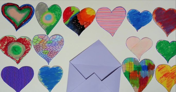 Envelope of full of love and  happiness stop motion