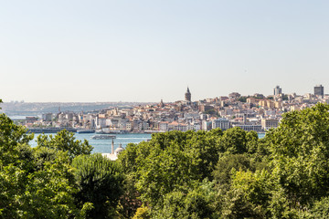 Fototapeta na wymiar Scenic view of Istanbul overlooking the Bosphorus landscape