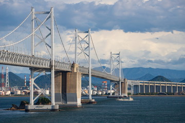 Seto Ohashi Bridge(Suspension bridge) in seto inland sea,shikoku,japan