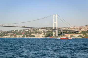 The First Bosporus Bridge connecting Europe and Asia in Istanbul
