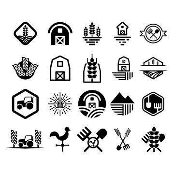 Farm Logo. Farming Icon. Agriculture Symbol. Vector Eps 08.