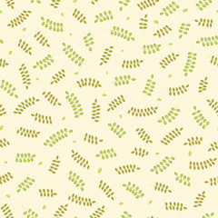 Seamless floral pattern with small leaves on light background. Ditsy print.