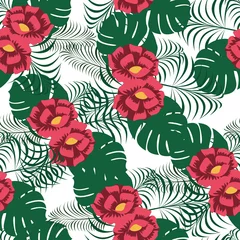 Foto auf Acrylglas Floral Flower Seamless Pattern Wallpaper Background Wrap Illustration © jongjawi