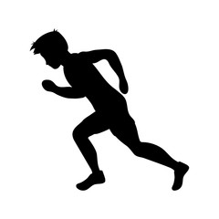 Fototapeta na wymiar Running man silhouette. Runner. Flat vector illustration. Individual sport.