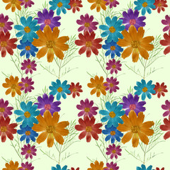 Petunia. Seamless pattern texture of flowers. Floral background, photo collage