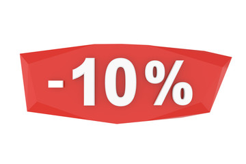Ten percent sale. 3D rendering.