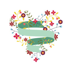 Floral Ribbons Banner with Beautiful Flower Decoration Illustration