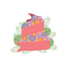 Floral Ribbons Banner with Beautiful Flower Decoration Illustration