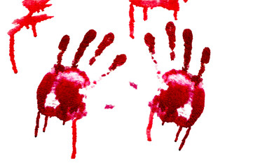 Bloody hand-prints isolated