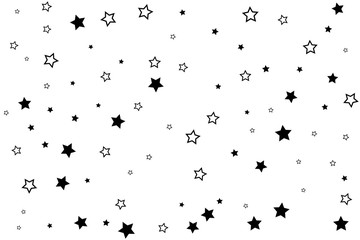 Starry background. Vector seamless pattern with stars. Monochrome horizontal texture. Swatch with sparkles for textile design.