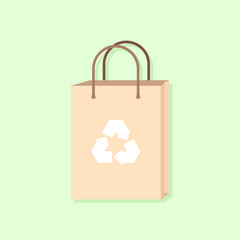 Eco friendly shopping bag illustration flat with recycle icon vector, flat design vector illustration