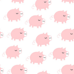 Christmas pig. Vector seamless pattern in Doodle style