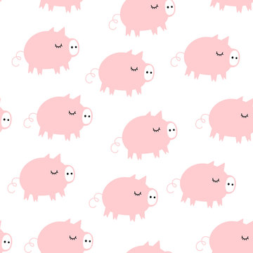 Christmas pig. Vector seamless pattern in Doodle style © Olga
