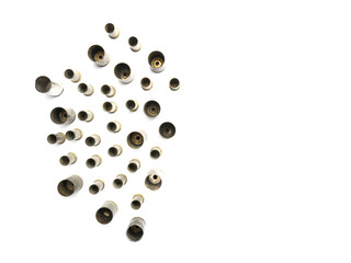 Shelling guns placed on white ground.