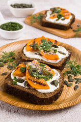 Sandwiches with roasted pumpkin