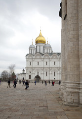 Fototapeta na wymiar The Cathedral of the Dormition is the largest church in the Moscow Kremlin, Russia