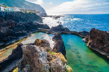 Natural swimming pools in Porto Moniz. Madeira. Portugal - 222394915