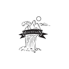 mountain logo design, illustration design wild adventure in the mountains