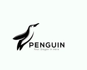 jump penguin animal fast logo vector, flying penguin © ShiipArts