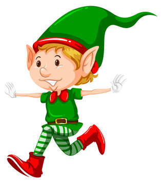 Happy christmas elf running