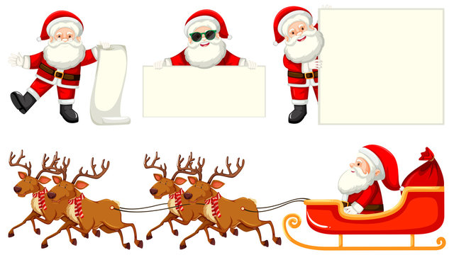 Set of santas and reindeer