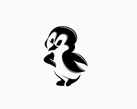 Penguin dance art logo mascot
