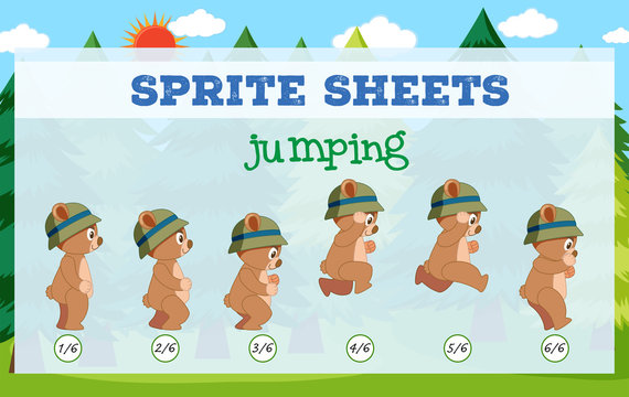 Sprite sheet bear jumping