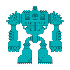Battle robot isolated. Cyborg warrior future. Vector illustration