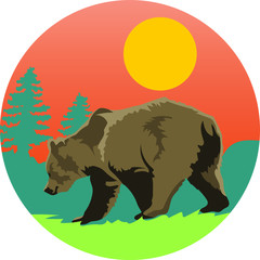 Obraz na płótnie Canvas Simple Brown Bear Vector Illustration
