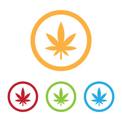 Colorful Cannabis Leaf Icons With Rings