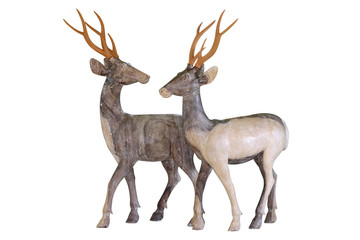 deer carved wood isolated on white background