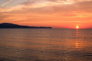 Sunrise on the beach of Sant Pere Pescador in Catalonia