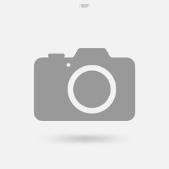 Camera sign and symbol. Photo icon or image icon with soft shadow. Vector.