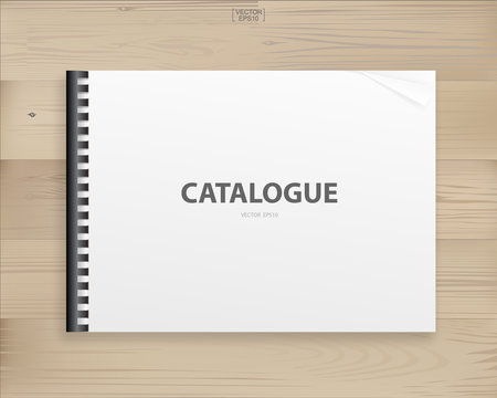 Book Binder With Empty Cover For Background On Wood. Vector.