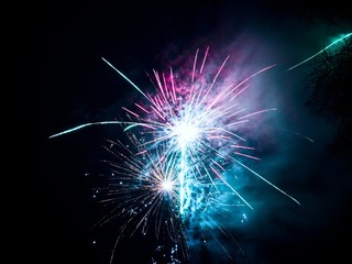 fireworks in the night sky