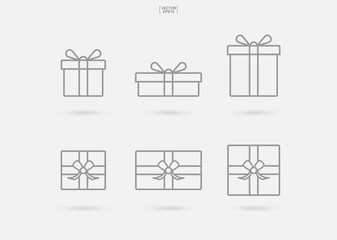 Gift box icon set. Vector.