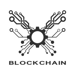 Concept logo template blockchain. Abstract geometric digital crypto currency sign.