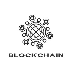 Concept logo template blockchain. Abstract geometric digital crypto currency sign.