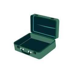 Green briefcase isolated in white illustration