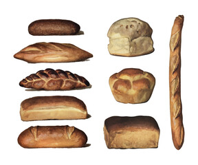 The Grocer's Encyclopedia (1911), a vintage collection of various types of baked bread loaves. Digitally enhanced by rawpixel.