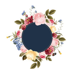 Blank floral frame card illustration