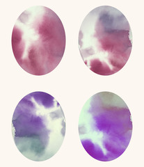 Oval shaped watercolor backgrounds vector