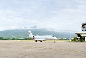 Fototapeta na wymiar Luxury private jet in airport