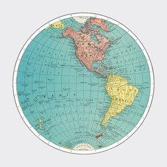 Western Hemisphere, World Atlas by Rand, McNally and Co. (1908) Digitally enhanced by rawpixel.