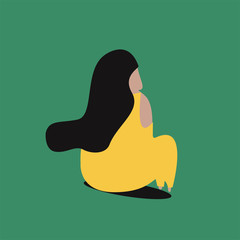 Back side of a woman sitting down illustration