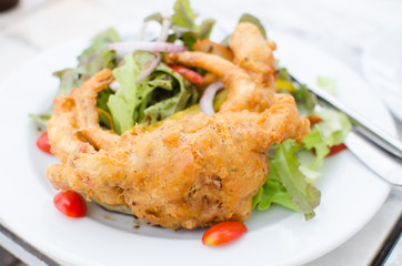 fried solf shell crab salad
