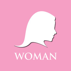 Illustration of woman logo on pink background