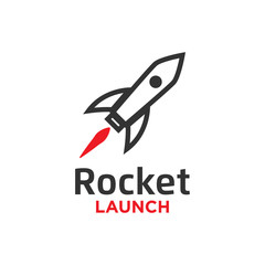 Illustration of rocket launch logo design template