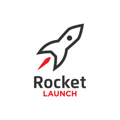 Illustration of rocket launch logo design template