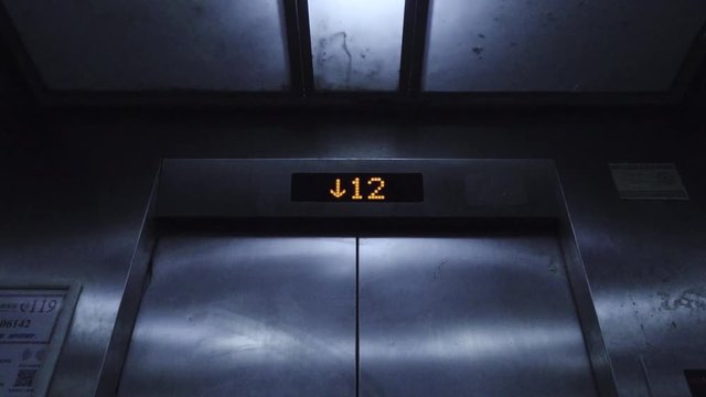 Elevator Sign Numbers Moving Going Down Dark Metal Single Light
